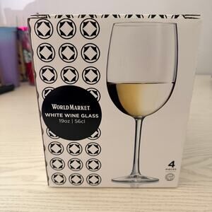 World Market White Wine Glasses Set of 4 NEW 19 Ounce